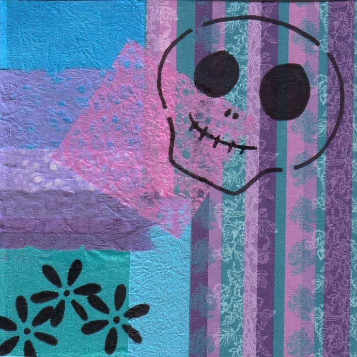 Pirate Jenny -  6in x 6in collage panel - 1 in a Series of 4 - ALL Original - NOT A Print - SFA - Artwork - Decor