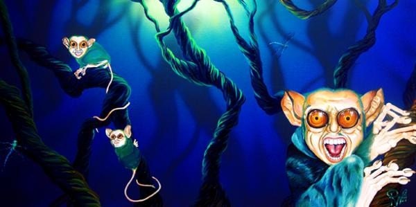 RW2 Signed Limited Edition Print Animal Hybrid Tarsier African Art Surrealism Monkey
