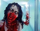 RW2 HUGE Limited Edition Giclee Zombie Art Night Life OOAK Horror Dark Bloody