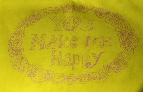 you make me happy, chartreuse stitching sampler pattern