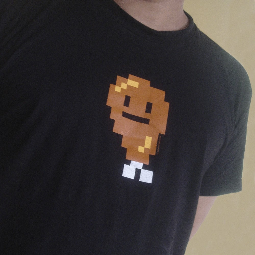 XL  8-bit Chicken Tshirt - BLACK