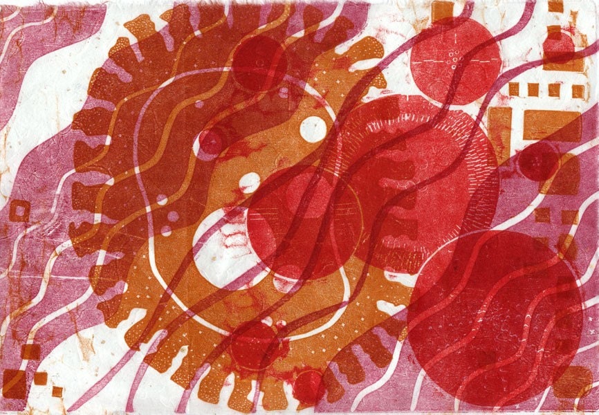 Coral Waters - original woodcut print, hand-pulled