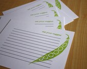 Peapod - Eat Your Veggies - Handmade Recipe Cards - Set of 5