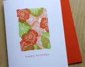 Happy Birthday - Nasturtiums - Handmade Greeting Card - Mosaic Note Series