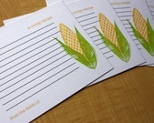 Corn - Corny - Handmade Recipe Cards - Set of 5
