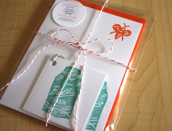 Mason Jar Gift Pack - Handmade Stationery, Recipe Cards and Tags