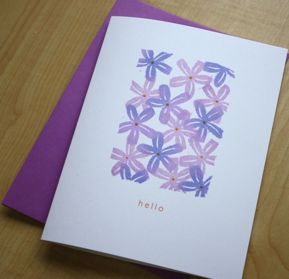 Hello - Hyacinth - Handmade Greeting Card - Mosaic Note Series