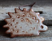 Brown Hedgehog Ornament - Handmade Pottery