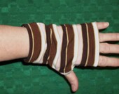 Brown Stripe Wrist Warmers