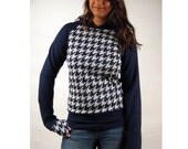 Diy Navy Blue and White Houndstooth Tunic Hoodie