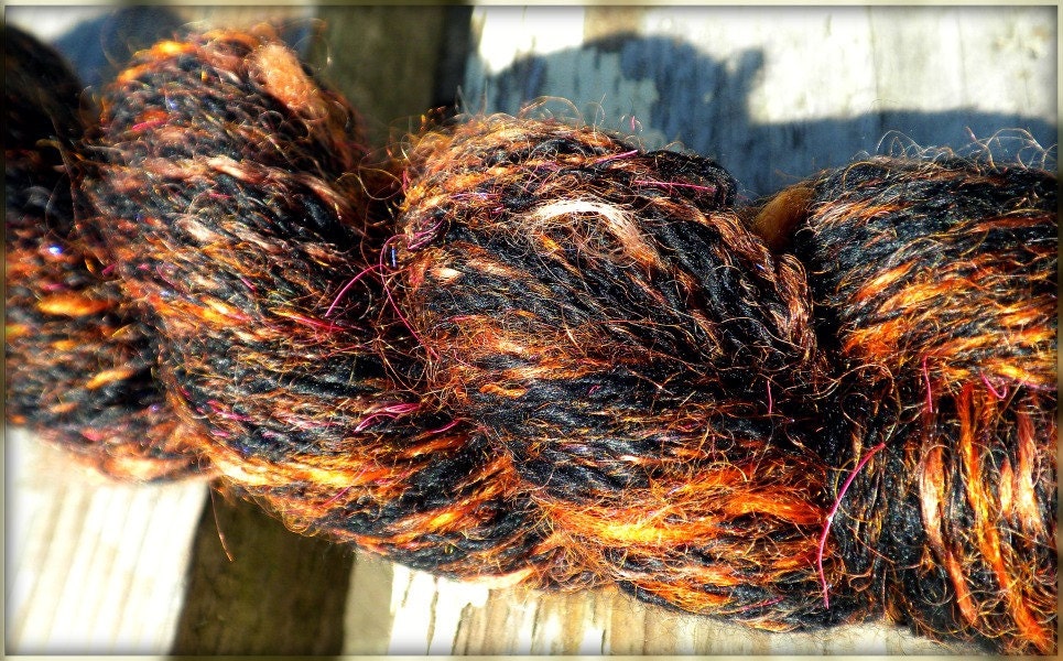 Hallowe'en Glamour - Handspun Yarn - Wool, Bamboo & Glitz - 292 yards