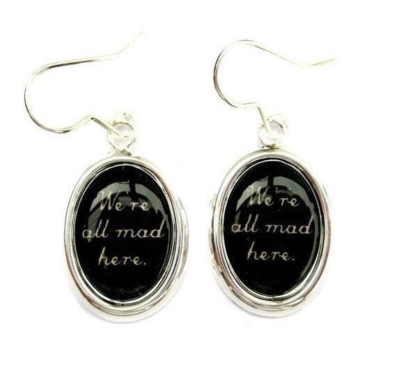 We're All Mad Here Victorian Alice in Wonderland Charm Earrings from Hoolala