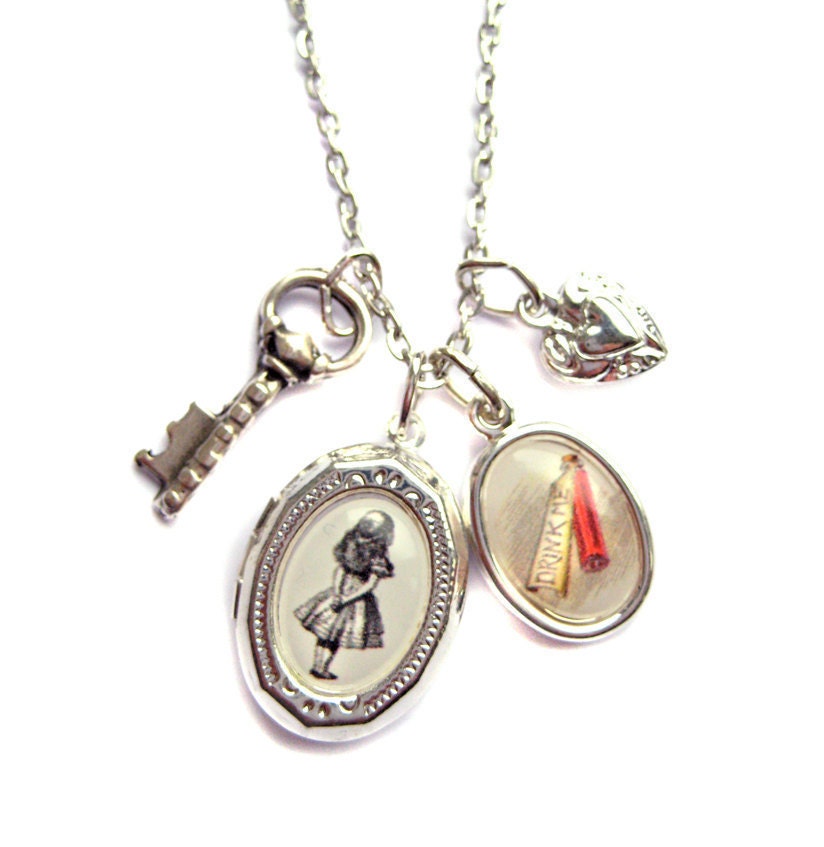 Wonderland Locket Necklace - As Featured in The Wonder Room Selfridges London Drink Me Alice in Wonderland Locket Necklace by Hoolala