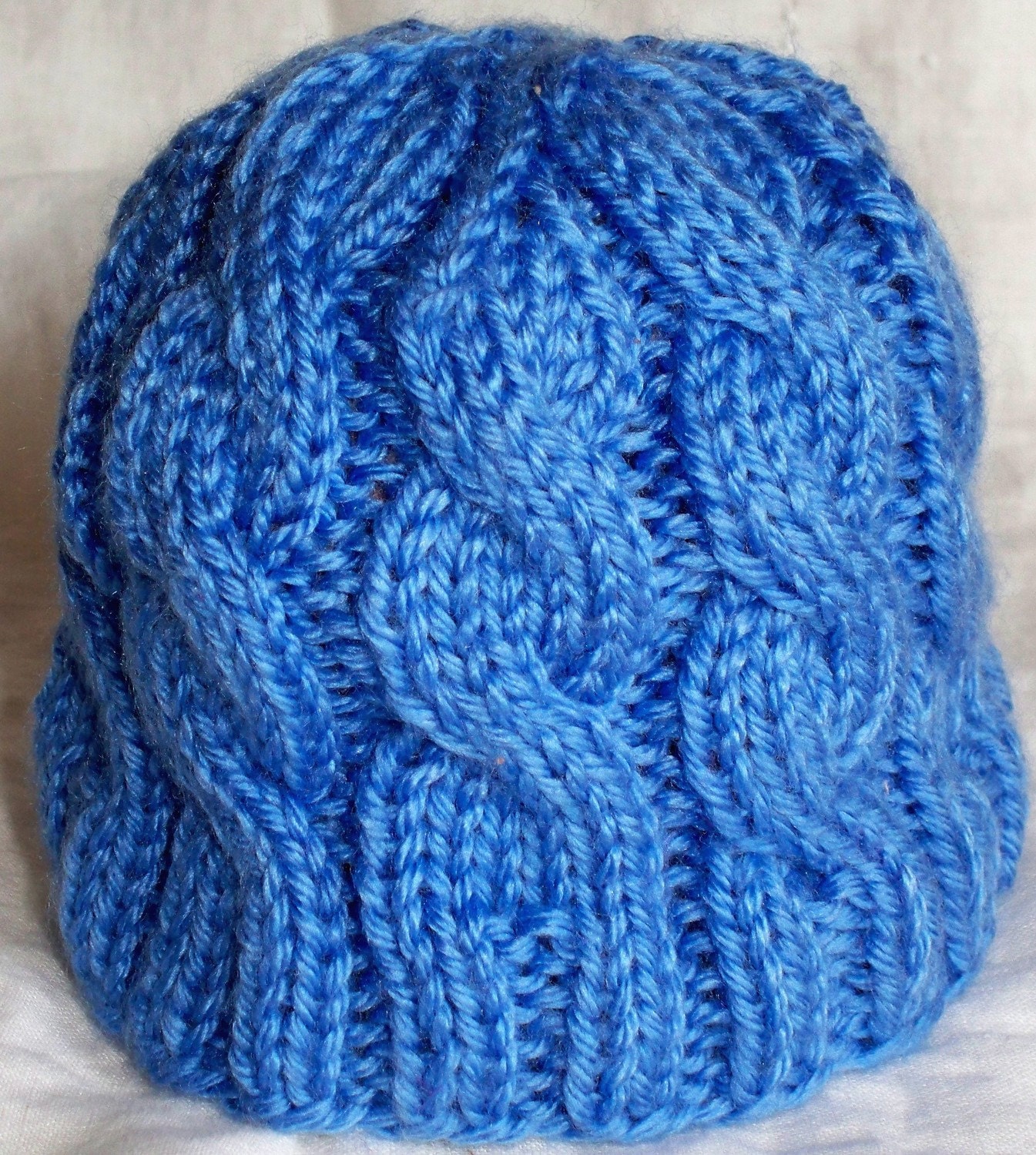 CHILD Hand Knit Hat Soft and Warm with Blueberry Cables for boy or girl