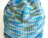 ADULT Hand Knit Hat Roll Brim - Spring Brook Soft - Winter Beanie roll brim