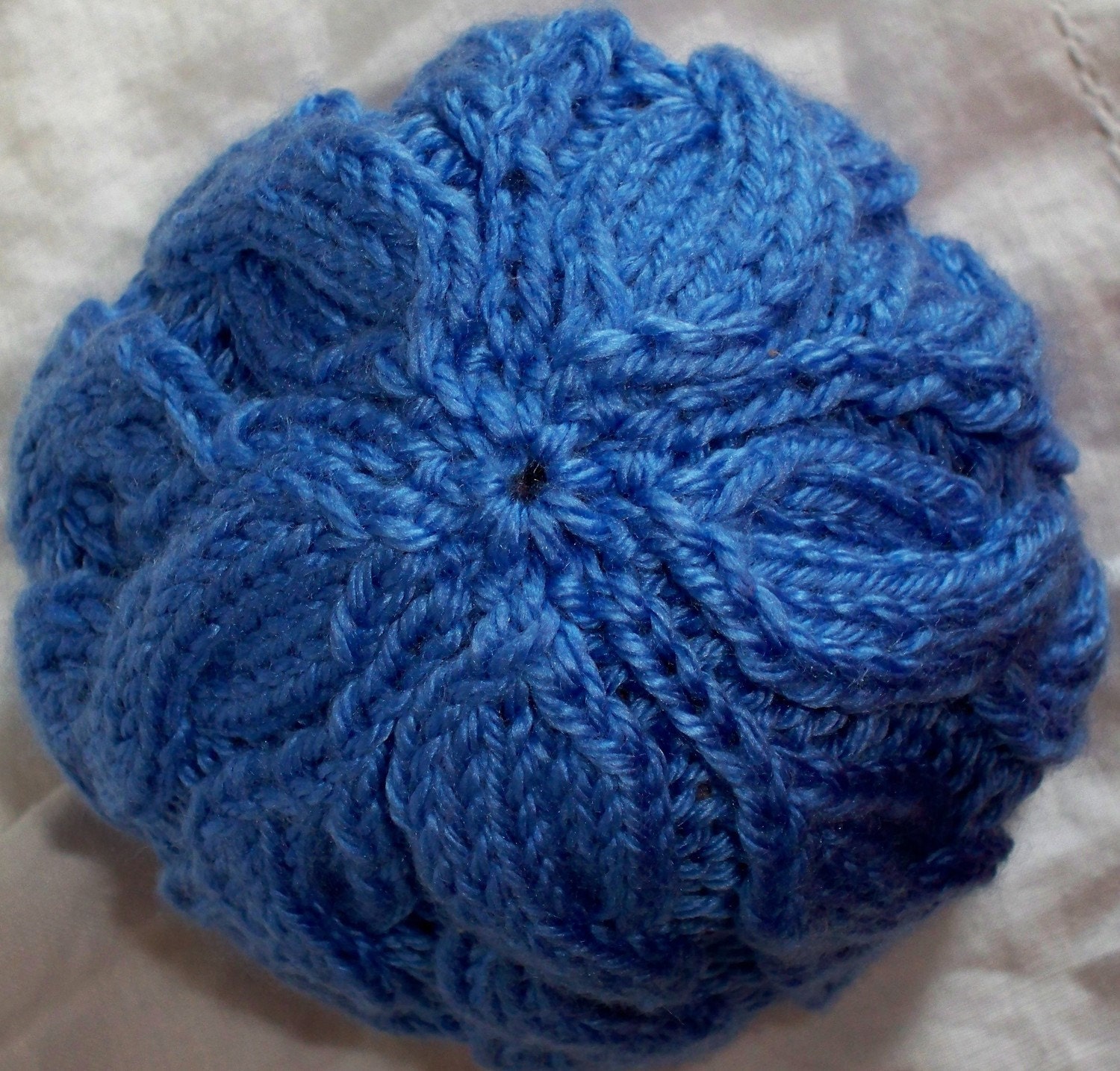 Hand Knit Newborn Baby Hat Soft and Warm with Blueberry Cables for boy or girl