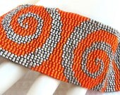 Mirrored Orange Swirls on Steel Peyote Cuff / Peyote Bracelet (2360) - A Sand Fibers Made-to-Order  Creation