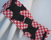 Scotties on Houndstooth Peyote Cuff Bracelet (2459) - A Sand Fibers Creation
