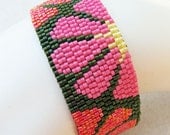 Spring Fling Pop Flowers Peyote Cuff (2468)