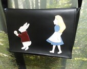 Alice in Wonderland Black Vinyl Messenger Bag