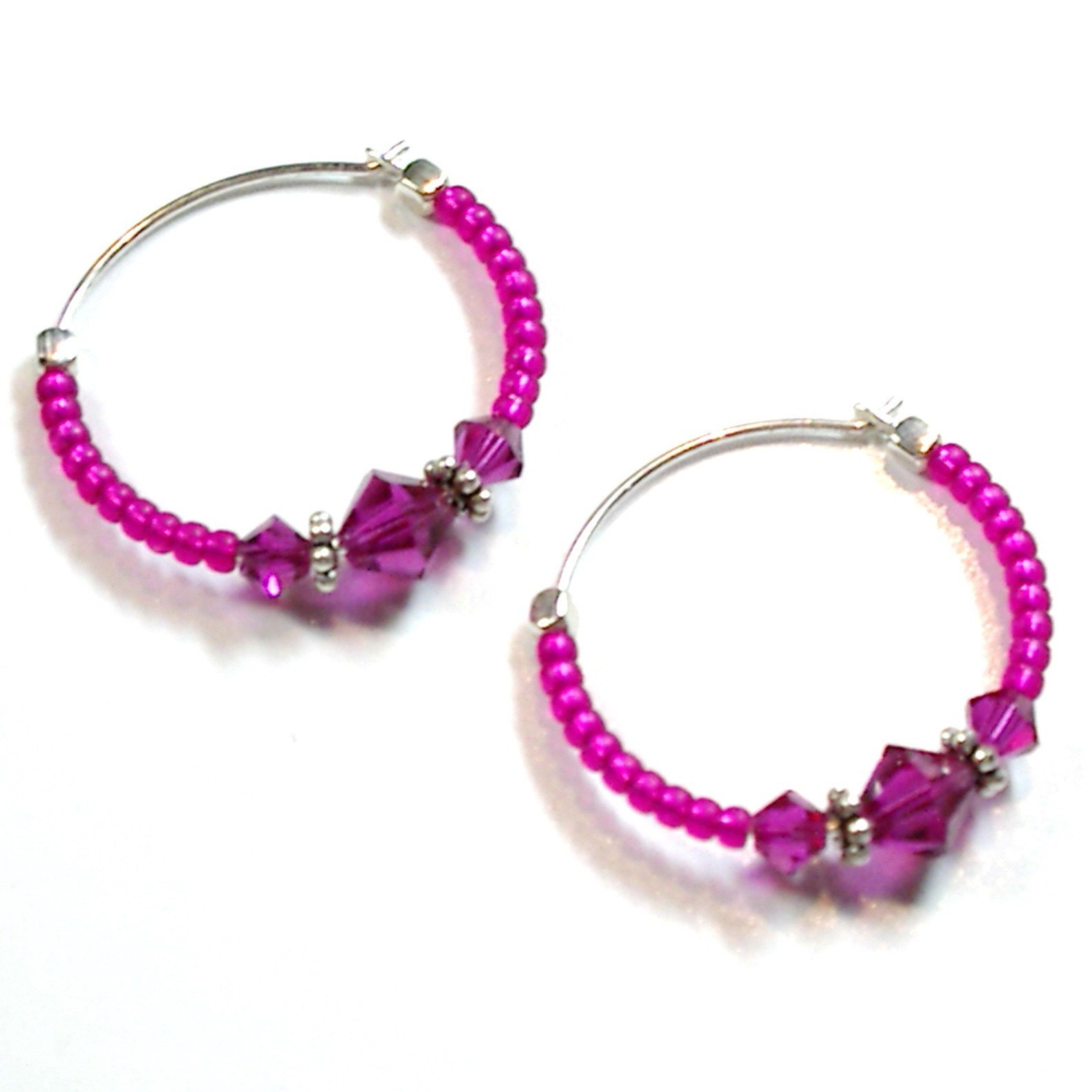 Forever Fuschia Sterling Silver Hoop Earrings