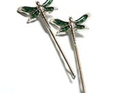 Green Dragonfly Bobby Pins