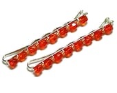 Orange Beaded Bobby Pins