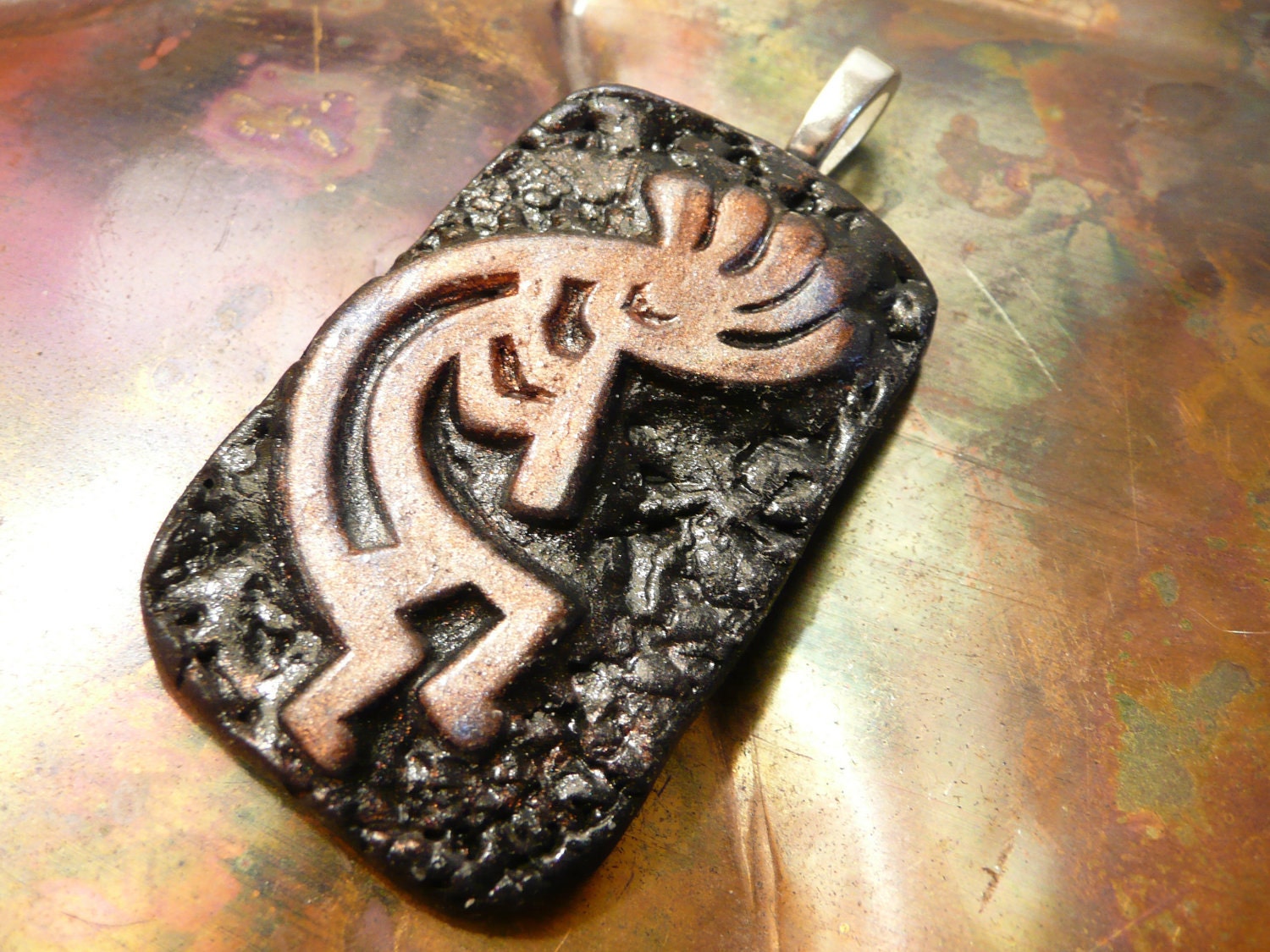 Kokopelli Pendant Fathers Day Gift - Mens Womens Jewelry handmade polymer clay