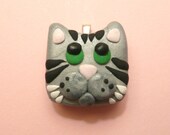 Tiny Cat Pendant Charm: custom made handmade polymer clay jewelry