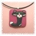 Personalized Cat Pendant Your Initial - whimsical handmade polymer clay jewelry magnet ornament