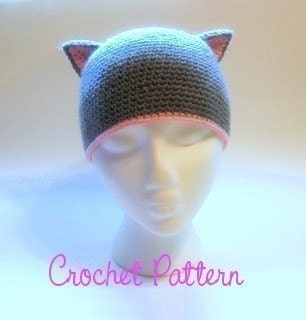 Kitty Cat Beanie Crochet Pattern Instructions