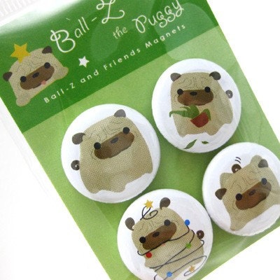 Pug Magnets - Ball-Z the Puggy Magnets - Cute - MABZ001