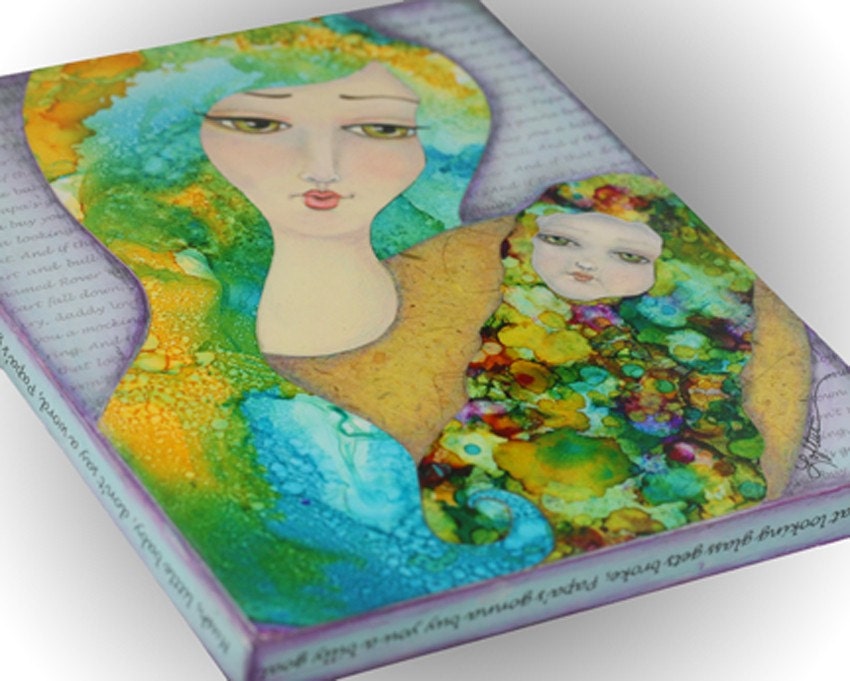 MOTHER and CHILD Painting Newborn BABY - Mixed Media Art by Joann Loftus