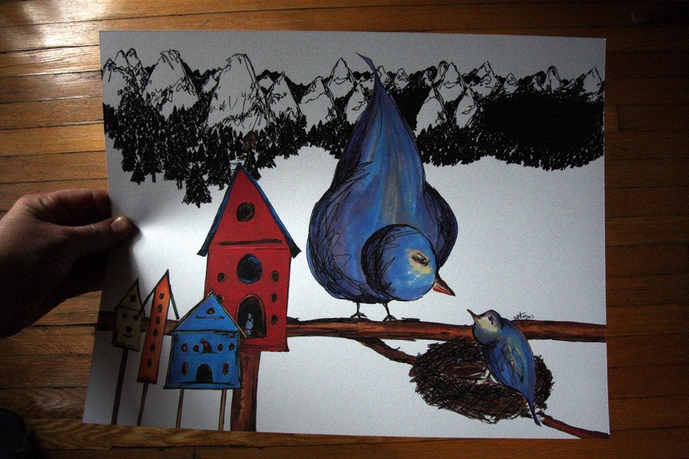 Birds in the Mountains - 11x14 Print