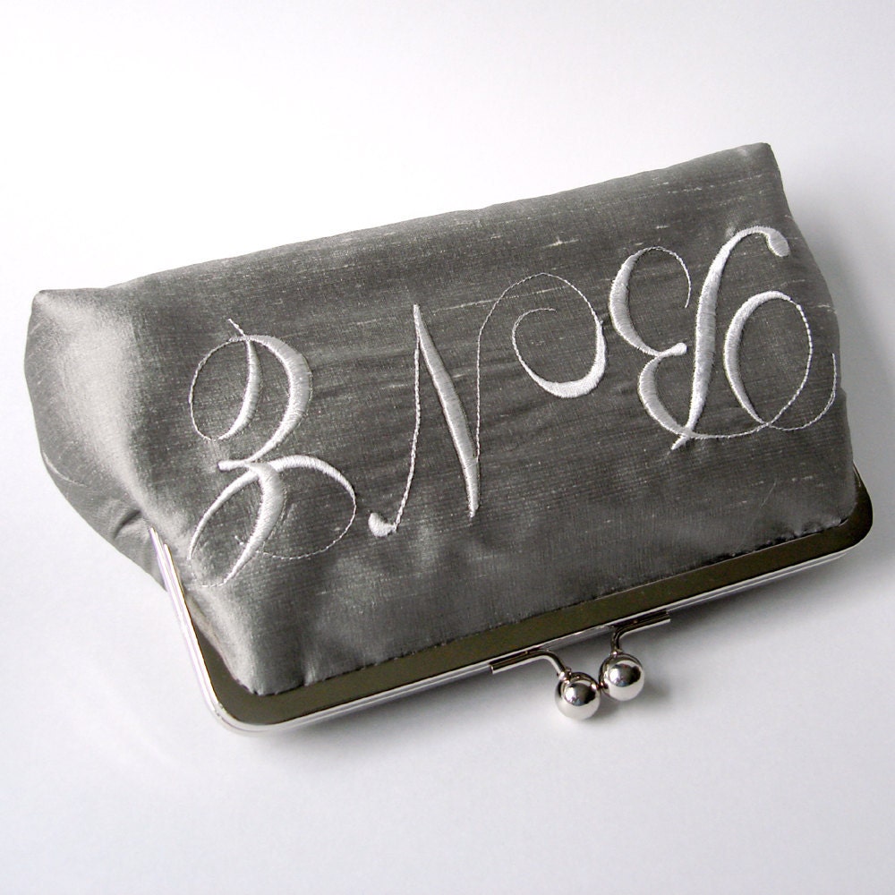 Kisslock Metallic Clutch Monogram Personalized Silk Frame Handbag Bridesmaid Bride Wedding Gifts Preppy Prep Bridal