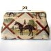 Kisslock Frame Clutch Silk Lined Jockey and Horse in Bridle Brown Royal Ascot Races Bridesmaid Bride Wedding Gifts Preppy