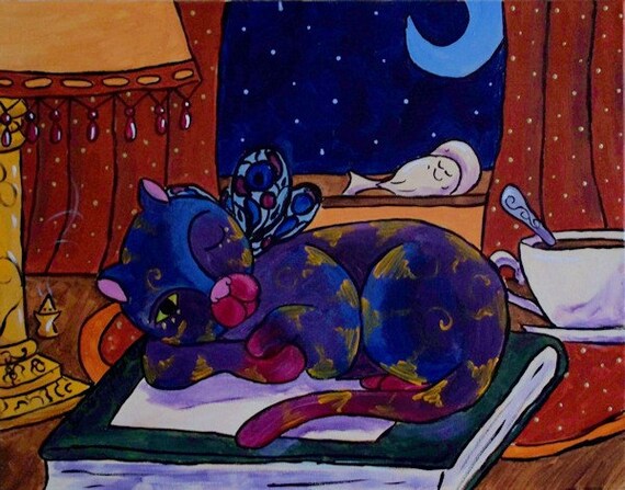 Fairy Cat 16x20 inch original Acrylic Painting