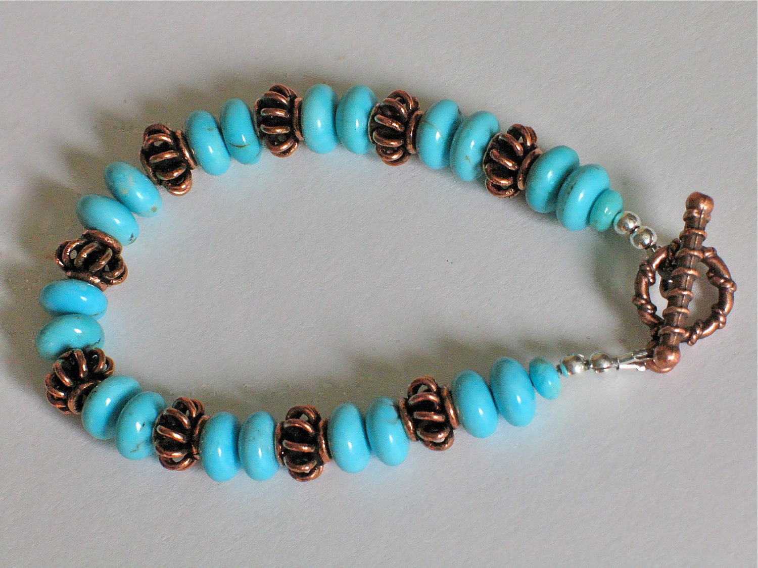 Kingman Turquoise and Copper Bracelet