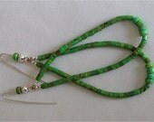 Turquoise Earrings Mohave Green Kingman Turquoise Heishi Jacla Style Earrings