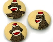 Yellow Sock Monkey Magnets - Set of 3