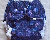 Cloth Diaper Cover, Vintage purple floral fabric, size M