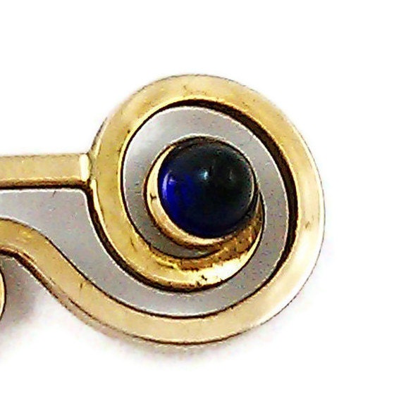 Vintage Tie Clip Gold and Blue Krementz USA