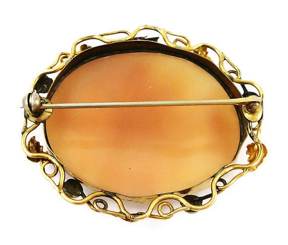 Scenic Carved Shell Cameo Brooch 1910's
