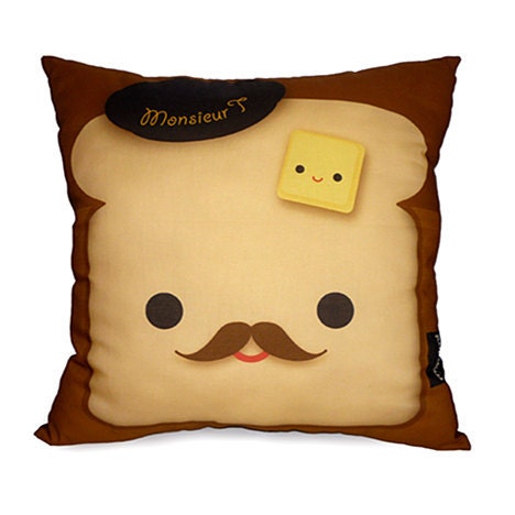 Decorative Pillow, Deluxe Pillow, Throw Pillow, Kawaii Print, Toy Pillow - Monsieur Toast