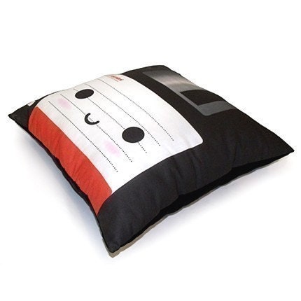 Decorative Deluxe Pillow, Classic Vintage Retro Toy Pillow - Black Floppy Disk