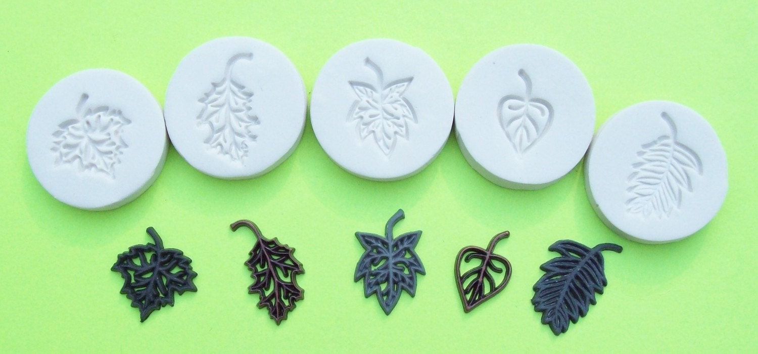 5 Little Leaves polymer clay mold