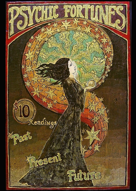 Psychic Fortunes - Art Nouveau Gypsy Circus 5x7 Card