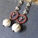 Earrings - vintage Swarovski crystal, sterling silver, moonstone, ruby, rosy copper, stud earrings - Fuchsia