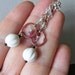 Earrings - vintage Swarovski crystal, sterling silver, moonstone, ruby, rosy copper, stud earrings - Fuchsia