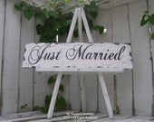 JUST MARRIED SIGN, Wedding Sign, Shabby Chic Wedding, Vintage Wedding Decor